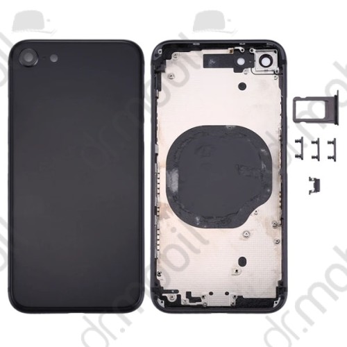 Középrész Apple iPhone 8 hátlap fekete (oldal gombok, SIM kártya tartó)